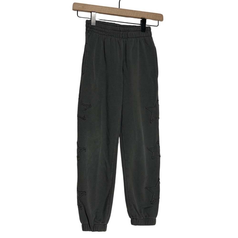 Katie J NYC Girls Star Applique Fleece Joggers Charcoal Grey Size S
